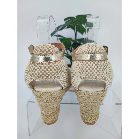 Soludos Women's Beige Open Toe Mid Wedge Espadrille Shoe Size 7.5 US - Picture 4 of 9